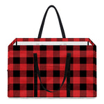 Red And Black Buffalo Plaid Print Utility Tote Bag