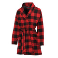 Red And Black Buffalo Plaid Print Women's Bathrobe