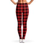 Red And Black Buffalo Plaid Print Women's Leggings
