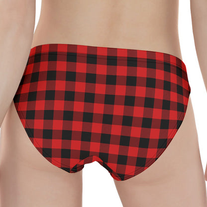Red And Black Buffalo Plaid Print Women's Panties