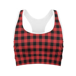 Red And Black Buffalo Plaid Print Women's Sports Bra