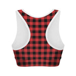 Red And Black Buffalo Plaid Print Women's Sports Bra