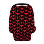 Red And Black Bull Skull Pattern Print Baby Seat Cover