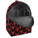 Red And Black Bull Skull Pattern Print Backpack