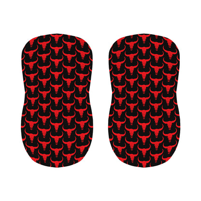 Red And Black Bull Skull Pattern Print Bar Stool Covers