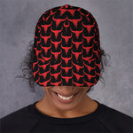 Red And Black Bull Skull Pattern Print Baseball Cap