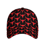 Red And Black Bull Skull Pattern Print Baseball Cap
