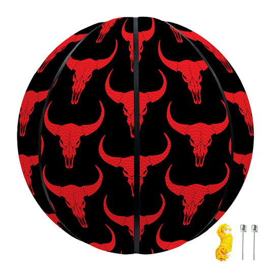 Red And Black Bull Skull Pattern Print Basketball