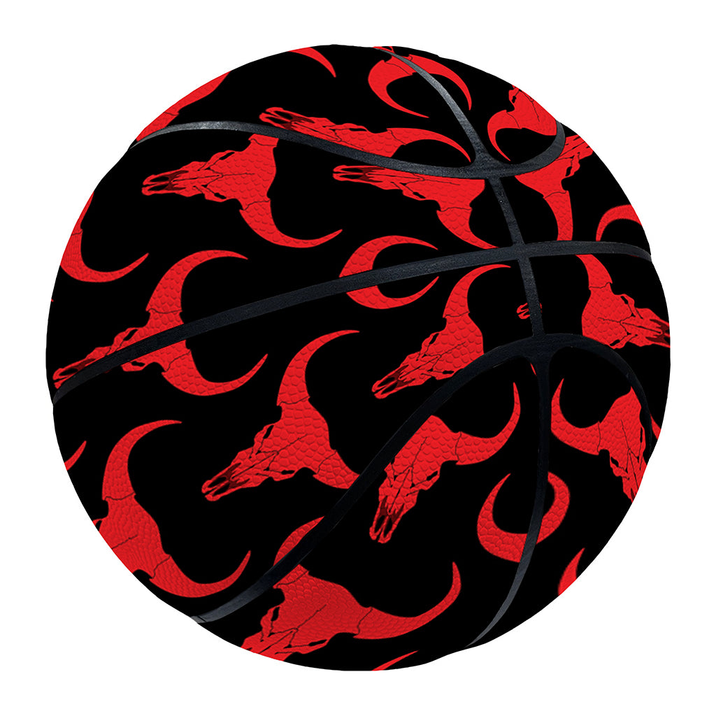 Red And Black Bull Skull Pattern Print Basketball