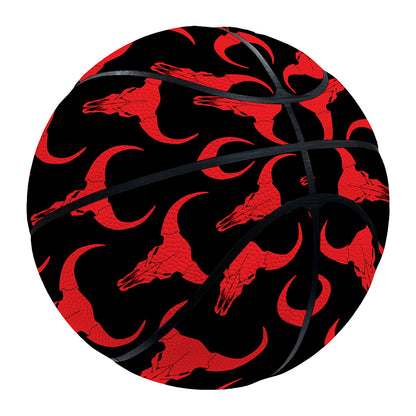 Red And Black Bull Skull Pattern Print Basketball