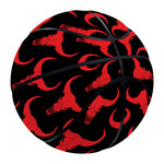 Red And Black Bull Skull Pattern Print Basketball