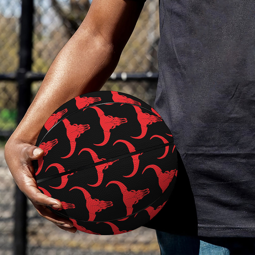 Red And Black Bull Skull Pattern Print Basketball