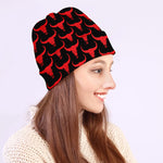 Red And Black Bull Skull Pattern Print Beanie