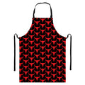 Red And Black Bull Skull Pattern Print Bib Apron With Pocket