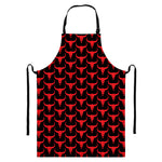 Red And Black Bull Skull Pattern Print Bib Apron With Pocket