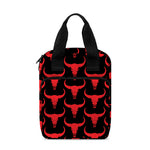 Red And Black Bull Skull Pattern Print Bible Tote Bag