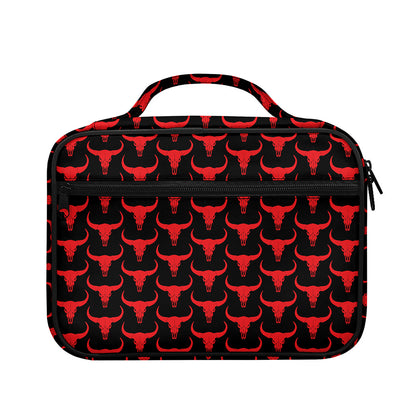 Red And Black Bull Skull Pattern Print Briefcase Bible Bag