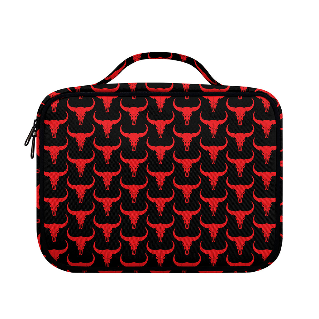 Red And Black Bull Skull Pattern Print Briefcase Bible Bag