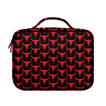 Red And Black Bull Skull Pattern Print Briefcase Bible Bag