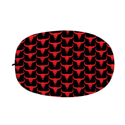 Red And Black Bull Skull Pattern Print Car Side Mirror Covers