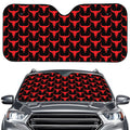 Red And Black Bull Skull Pattern Print Car Windshield Sun Shade