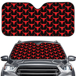 Red And Black Bull Skull Pattern Print Car Windshield Sun Shade