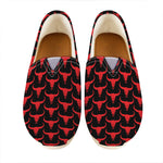 Red And Black Bull Skull Pattern Print Casual Shoes