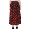 Red And Black Bull Skull Pattern Print Chiffon Maxi Skirt