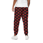Red And Black Bull Skull Pattern Print Cotton Pants