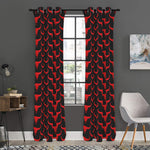 Red And Black Bull Skull Pattern Print Curtain