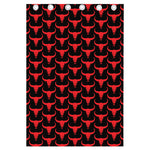 Red And Black Bull Skull Pattern Print Curtain