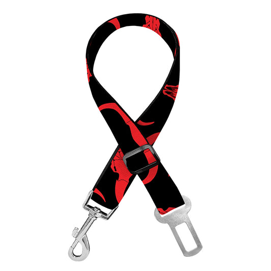 Red And Black Bull Skull Pattern Print Dog Seat Belt
