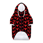 Red And Black Bull Skull Pattern Print Dog Zip Up Hoodie