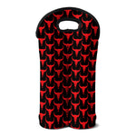 Red And Black Bull Skull Pattern Print Double Neoprene Wine Tote