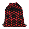 Red And Black Bull Skull Pattern Print Drawstring Bag