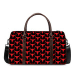 Red And Black Bull Skull Pattern Print Duffle Bag