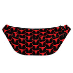 Red And Black Bull Skull Pattern Print Fanny Pack
