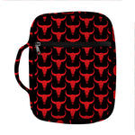 Red And Black Bull Skull Pattern Print Front Pocket Bible Bag