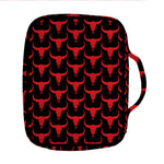 Red And Black Bull Skull Pattern Print Front Pocket Bible Bag