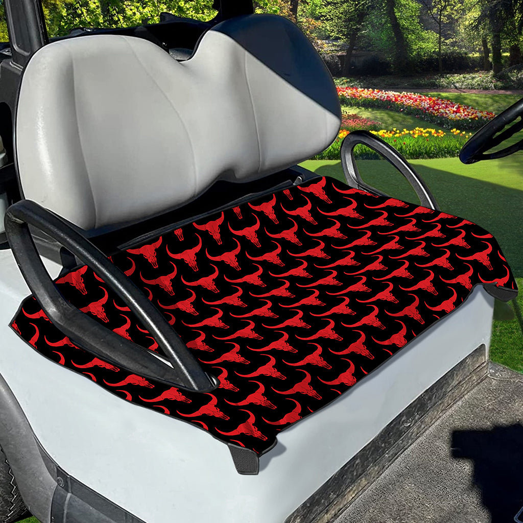 Red And Black Bull Skull Pattern Print Golf Cart Seat Cover