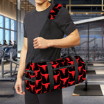 Red And Black Bull Skull Pattern Print Gym Bag