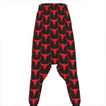 Red And Black Bull Skull Pattern Print Hammer Pants