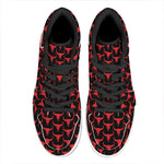 Red And Black Bull Skull Pattern Print High Top Leather Sneakers