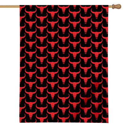 Red And Black Bull Skull Pattern Print House Flag
