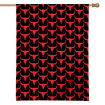 Red And Black Bull Skull Pattern Print House Flag