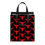Red And Black Bull Skull Pattern Print Insulated Lunch Tote