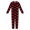 Red And Black Bull Skull Pattern Print Jumpsuit