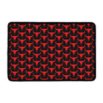 Red And Black Bull Skull Pattern Print Kitchen Mat