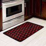 Red And Black Bull Skull Pattern Print Kitchen Mat