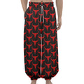 Red And Black Bull Skull Pattern Print Lantern Pants